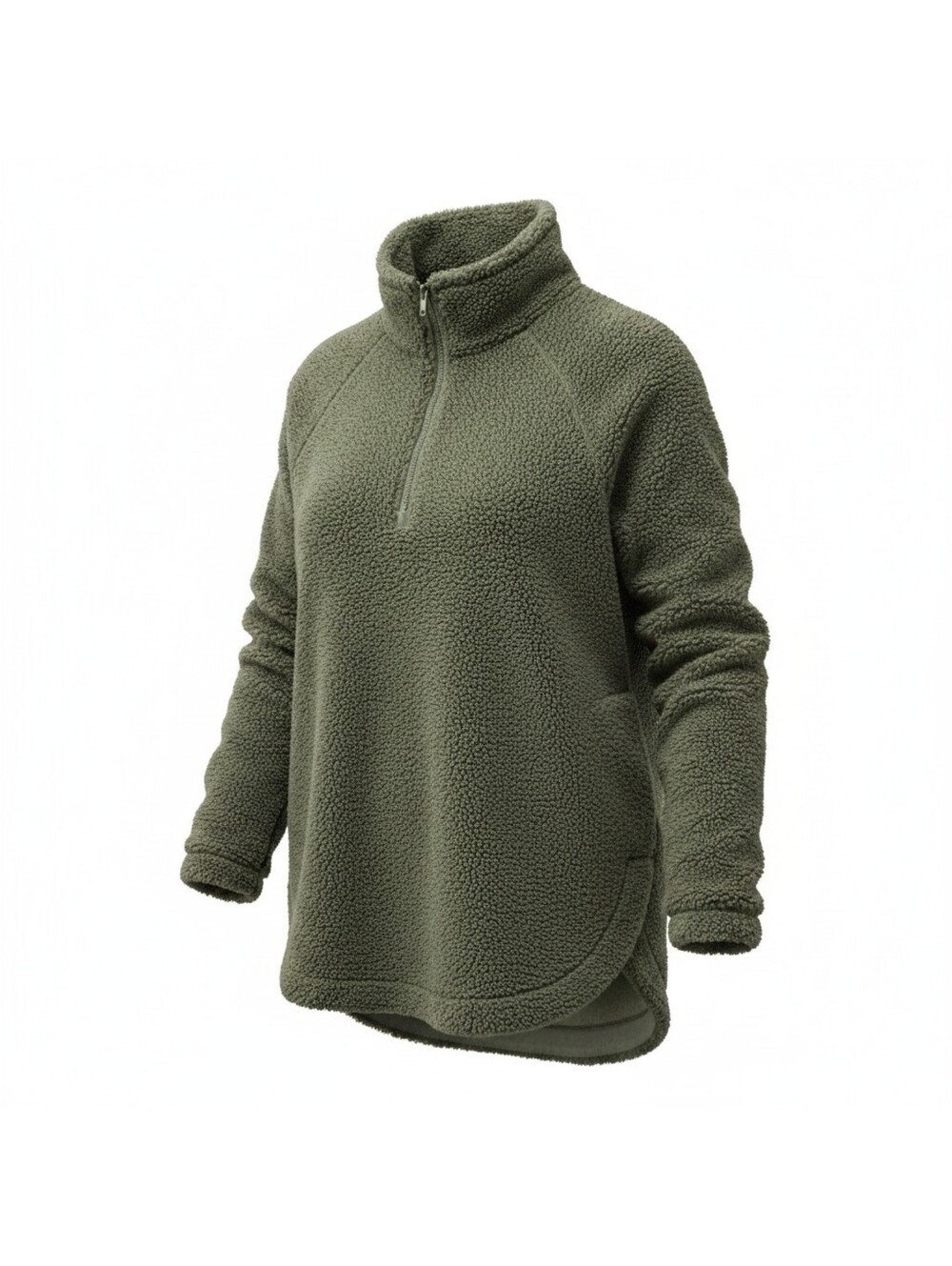 All In Motion Sherpa Fleece Pullover Women’s Medium Olive Green Half Zip